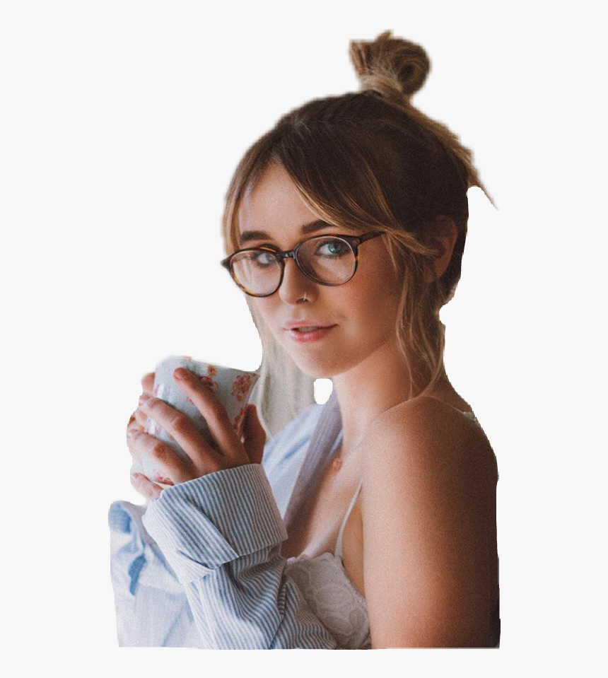 Transparent Lady Png - Wispy Bangs With Glasses, Png Download
