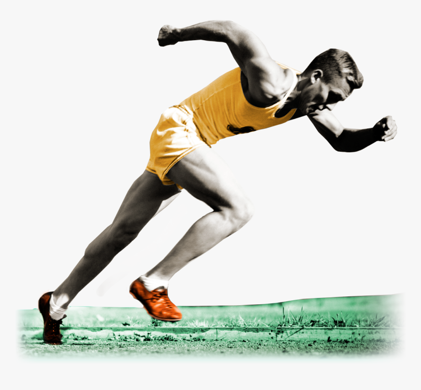 Silhouette Of Man Running - Male Runner Black And White, HD Png Download