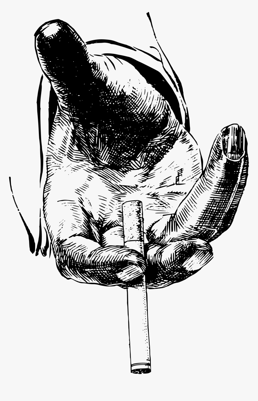Smoker S Hand Clip Arts - Smoking Hand Art Black And White, HD Png Download