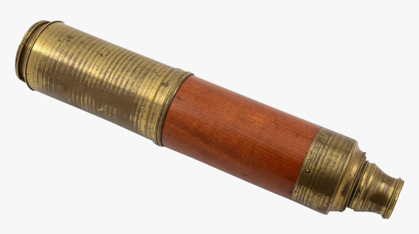 Victorian Brass & Mahogany Three Draw Telescope - Brass, HD Png Download