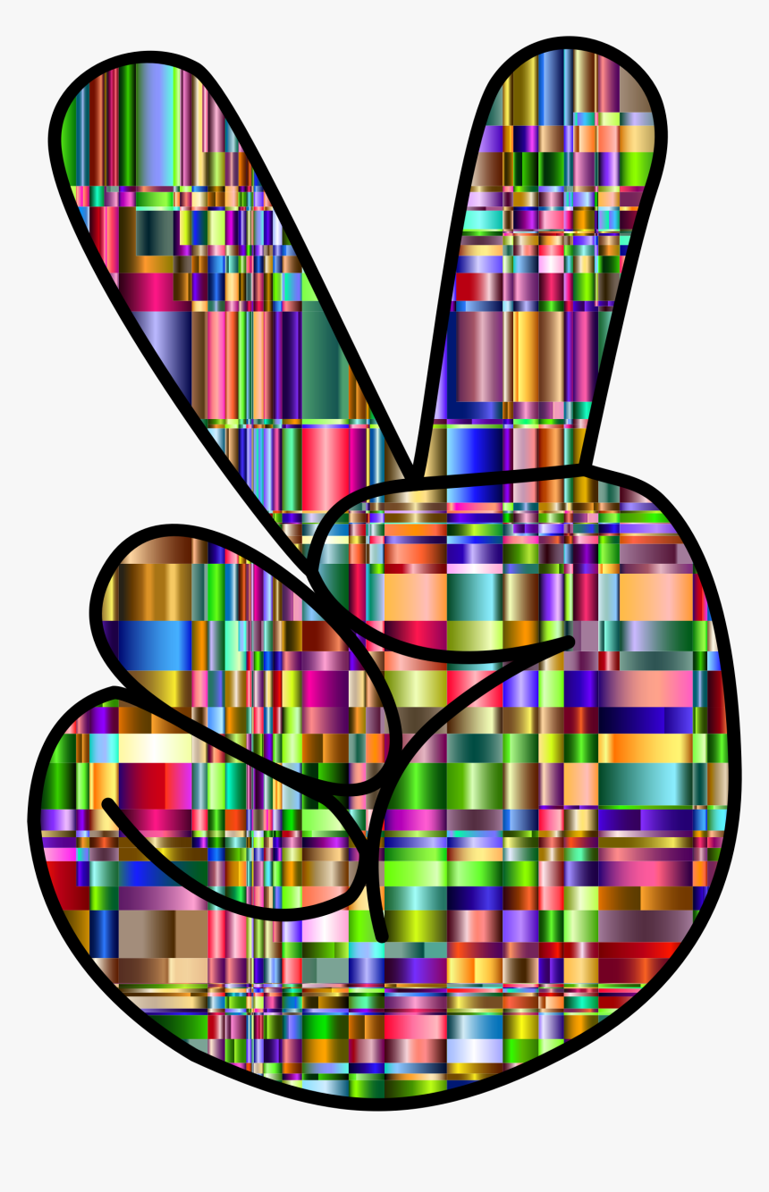 Clipart Checkered Chromaticic Hand Peace Sign - Peace Sign Hippie Clip Art, HD Png Download