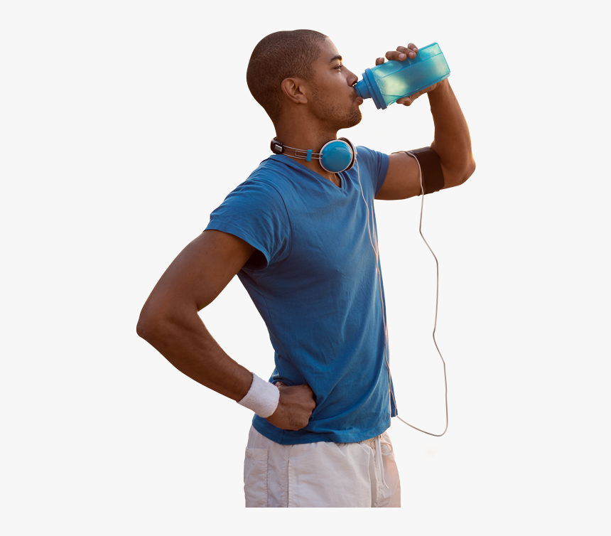 Man With Drink Png - Black Person Drinking Water, Transparent Png