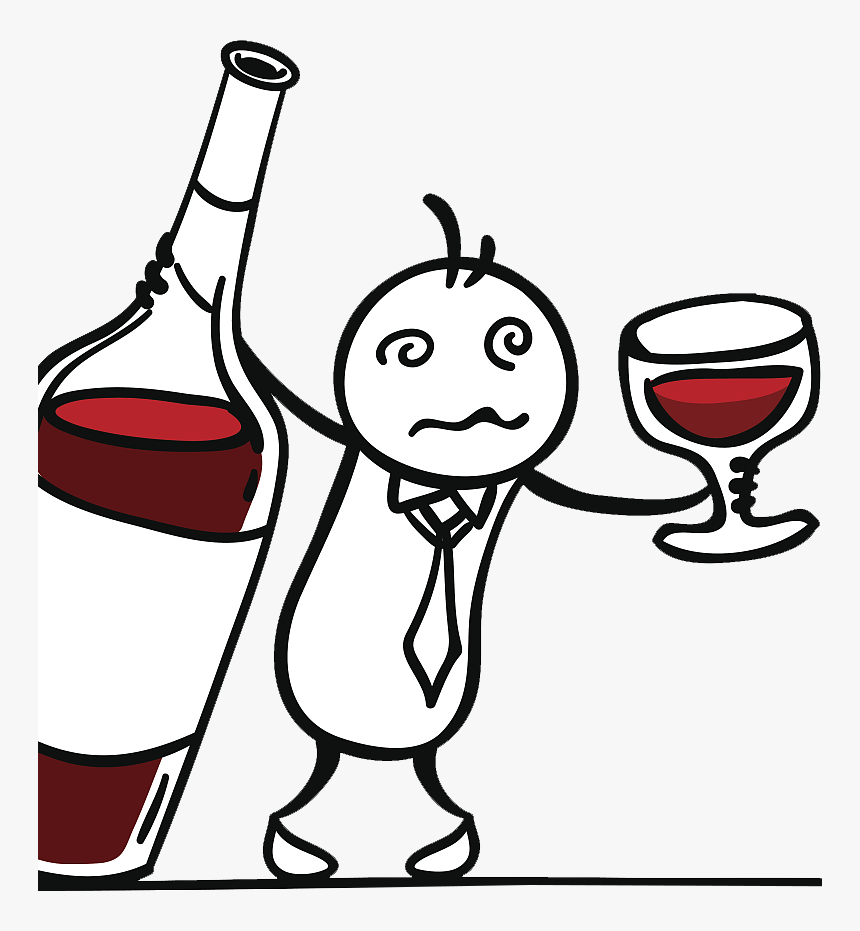 Red Wine Drawing - Man Drinking Wine Drawing, HD Png Download