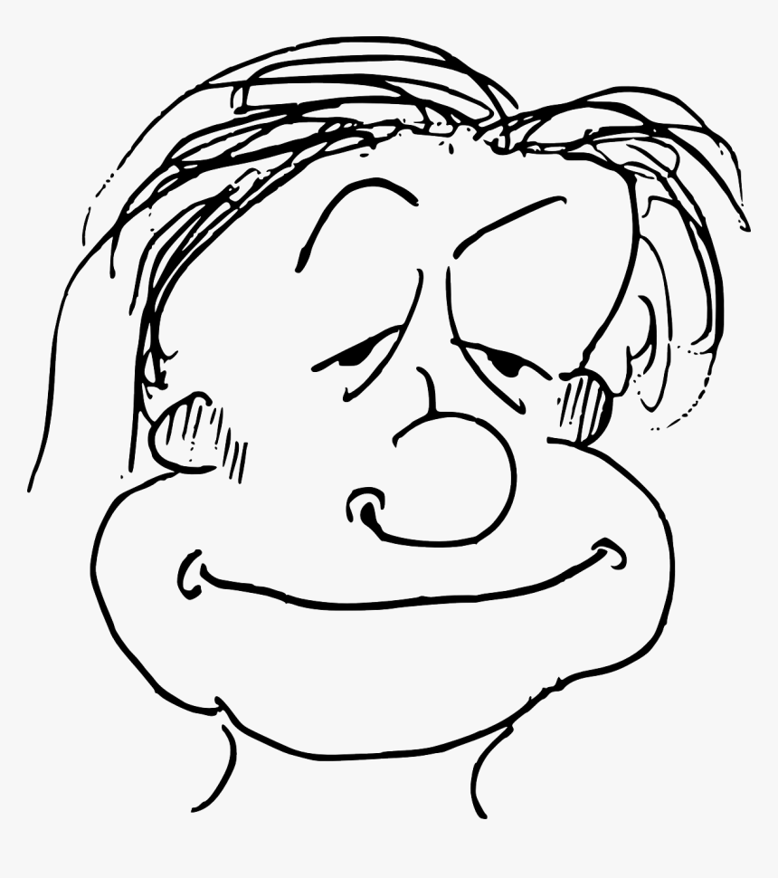 Black And White Clipart Of Tired Face, HD Png Download