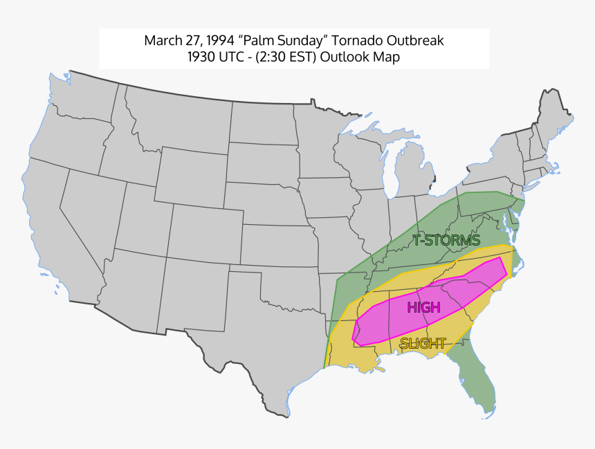 March 27, 1994 Palm Sunday - Palm Sunday Tornado Outbreak 1994, HD Png Download