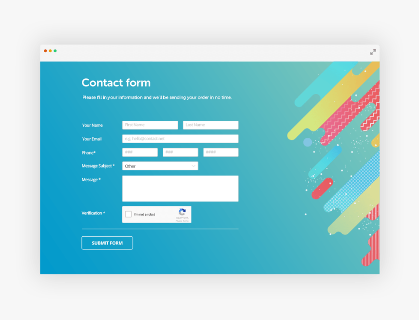 Php Contact Form Example With Custom Design And Recaptcha - Website Form, HD Png Download