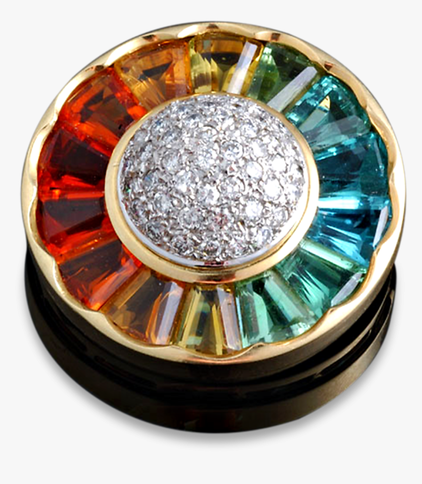 Multi-colored Gemstone Brooch - Diamond, HD Png Download