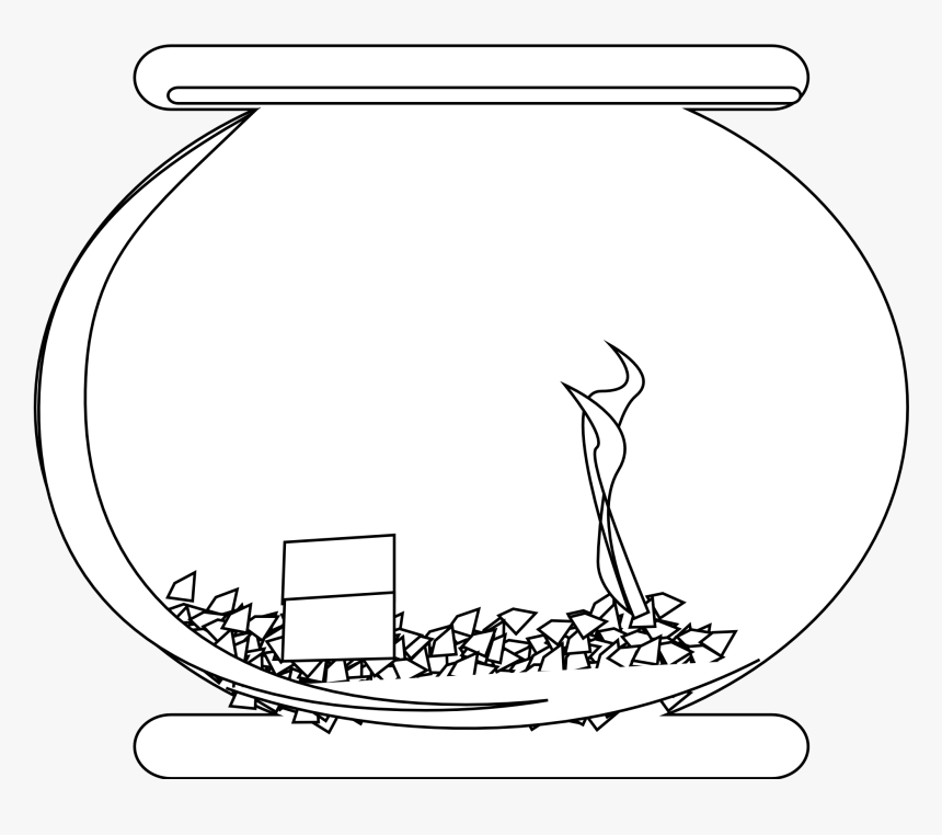 Happy Fish Eating Fish Food In A Fish Bowl Clipart - Fishbowl Black And White Clip Art Png, Transparent Png