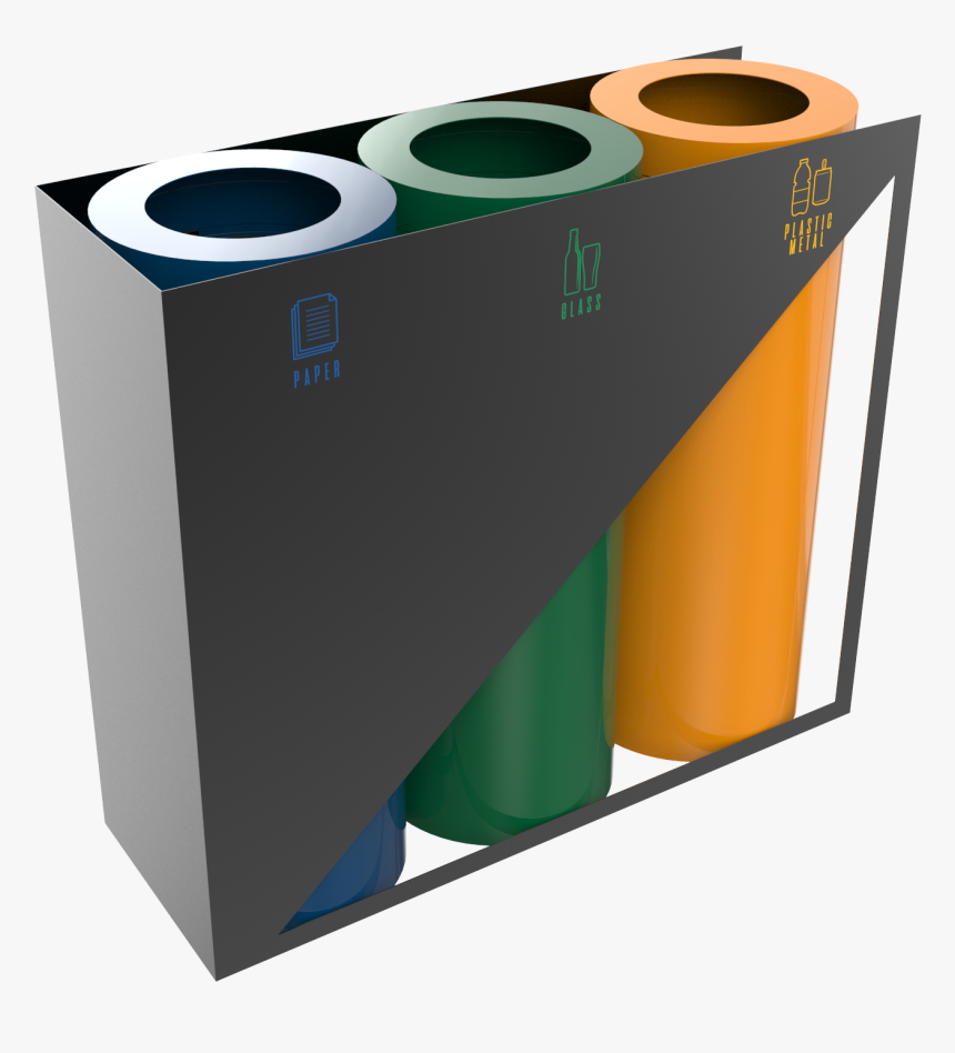 Modern Powder Coated Metal Recycle Bin Station - Recycling Bin, HD Png Download