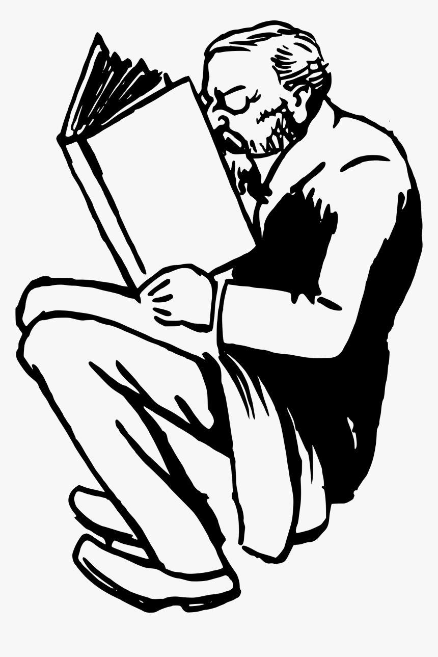 Book Reading Vector Free Black And White - Man Book Reading Logo, HD Png Download