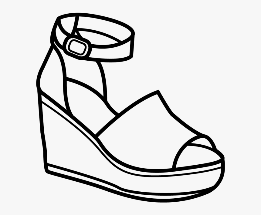 Wedge Sandal Clipart Black And White, HD Png Download