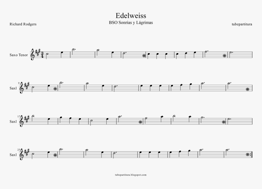 Tubescore The Sound Of Music Sheet Music For Edelweiss, HD Png Download