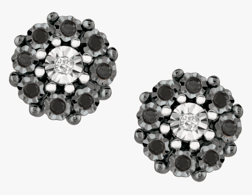 Sterling Silver Ebony Diamond Earrings - Earrings, HD Png Download