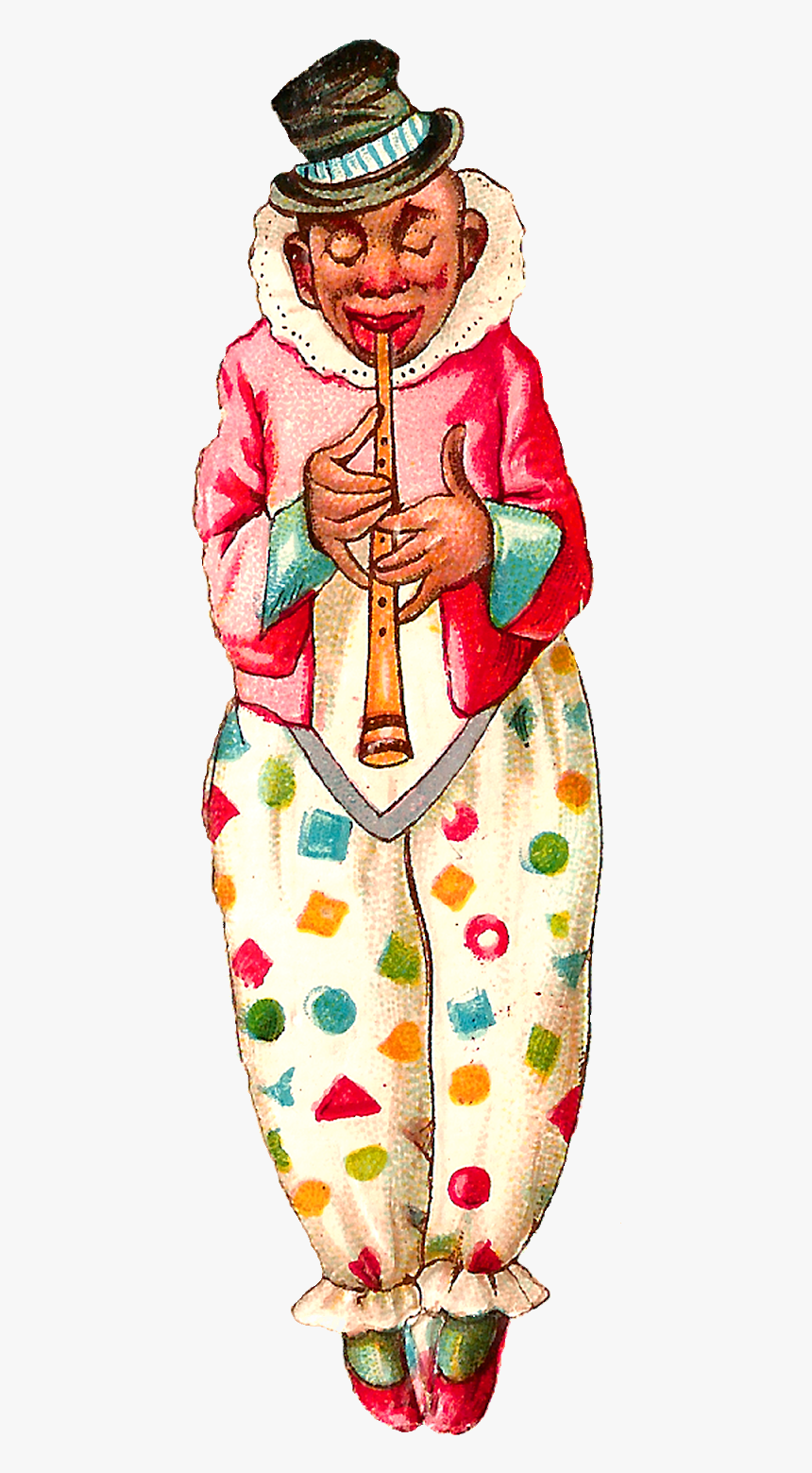 Vintage Circus Clown Musician Flute Wearing Top Hat, HD Png Download
