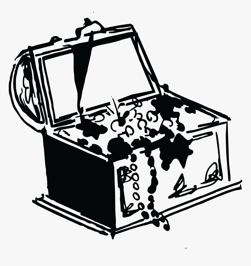 Transparent Treasure Chest Clip Art - Treasure Black And White, HD Png Download