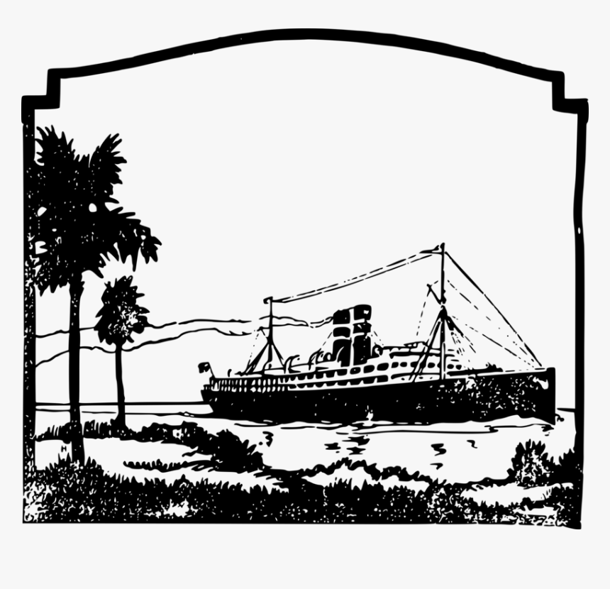 Cruise Ship Black And White Png - Boat, Transparent Png