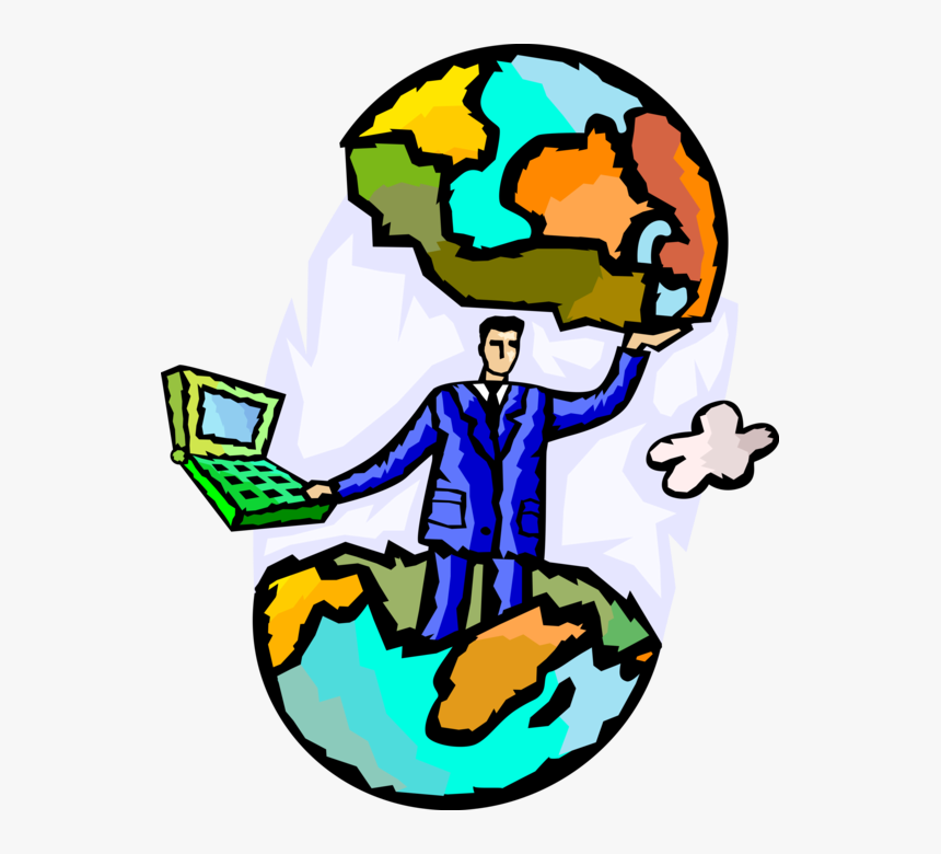 Vector Illustration Of Businessman With Notebook Computer, HD Png Download