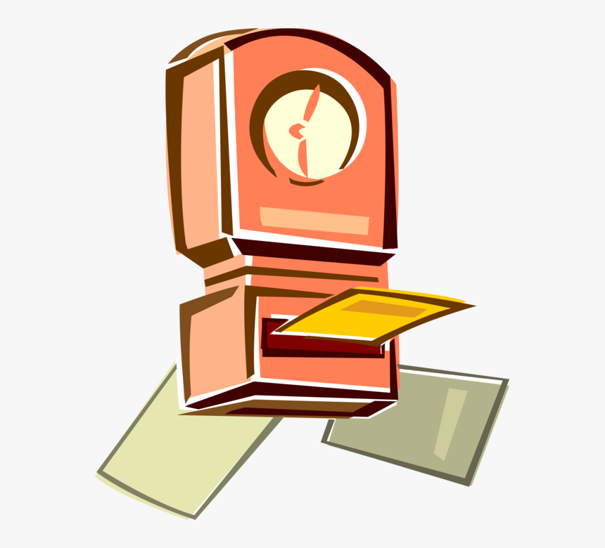 Vector Illustration Of Punch Clock Or Time Clock Tracks Stechuhr Clipart, HD Png Download