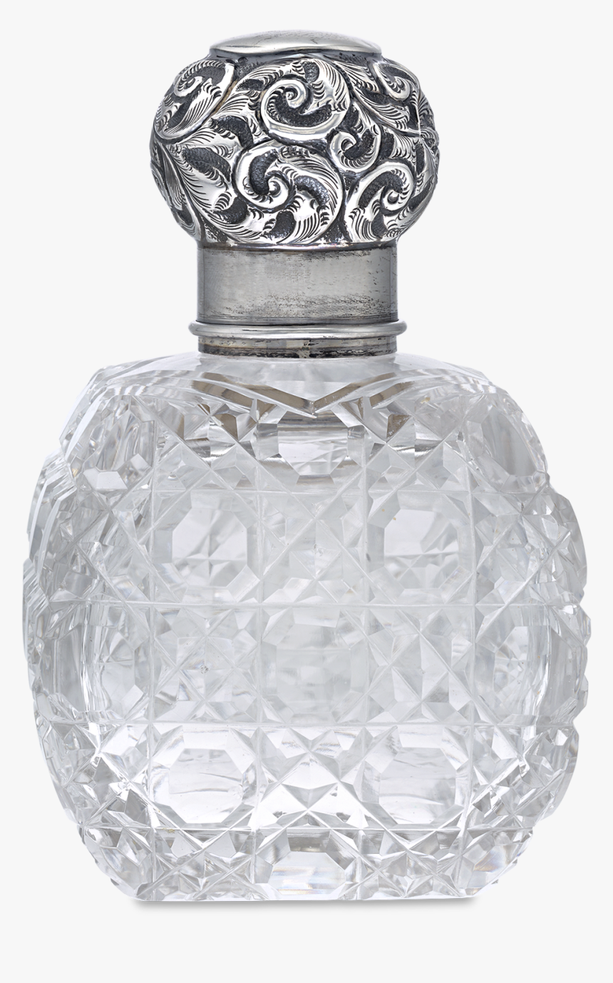 English Silver And Cut Glass Perfume Bottle - Perfume, HD Png Download