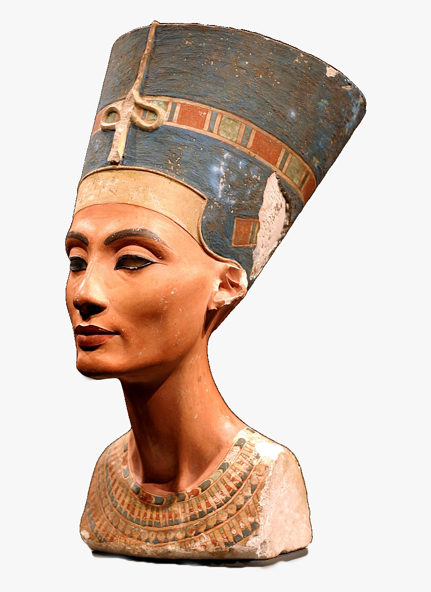 Transparent Greek Bust Png - Queen Nefertiti Painted Limestone, Png Download