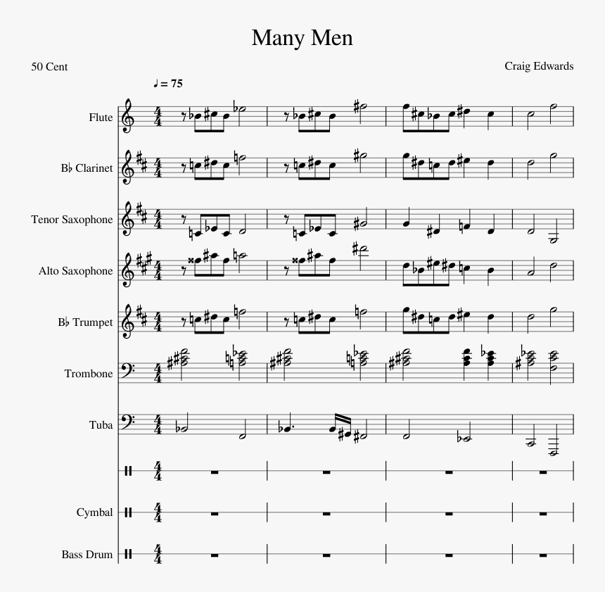 Many Men Piano Tutorial - Many Men Sheet Music, HD Png Download