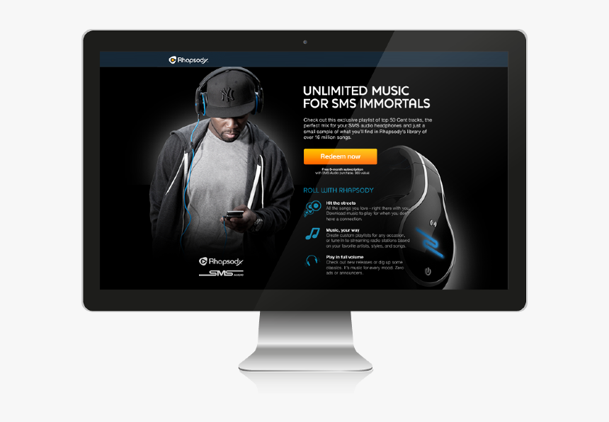 Rhapsody & Sms Audio By 50 Cent Sms Campaign Pitch - Led-backlit Lcd Display, HD Png Download