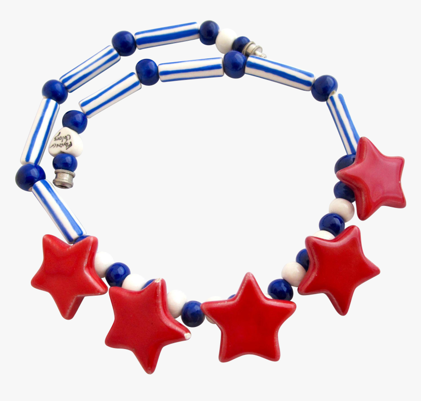 Vintage Flying Colors Patriotic Red Stars Ceramic Necklace - Bracelet, HD Png Download
