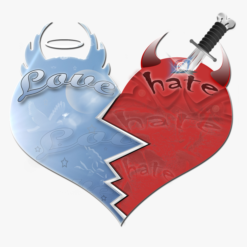 Width 503 
height - Love And Hate Heart, HD Png Download