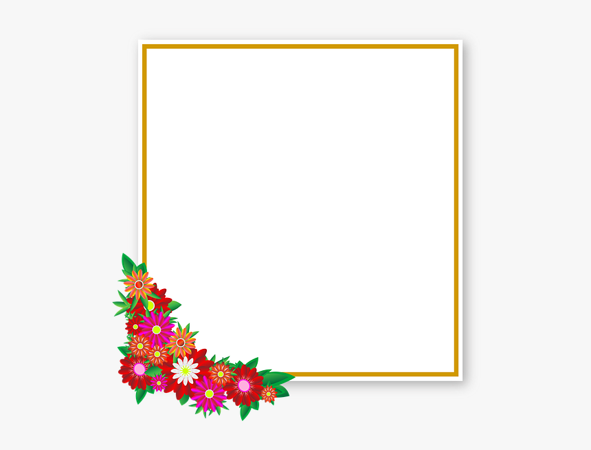 Flowers, Sticker, Frame, Square, Element, Graphics - Flower Free Frame Square, HD Png Download