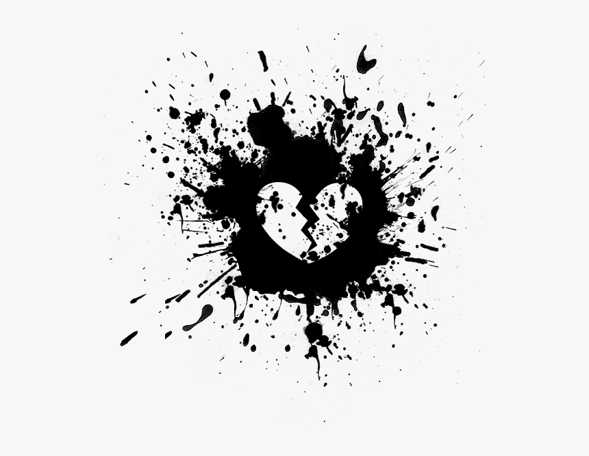 Black Heart Png -sad Pictures Of Hearts Love Do - Black Paint Splatter, Transparent Png