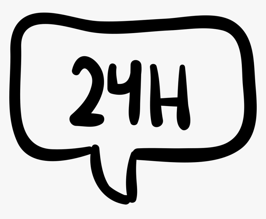24 Hours In Speech Bubble Hand Drawn Commercial Signal - Icon, HD Png Download