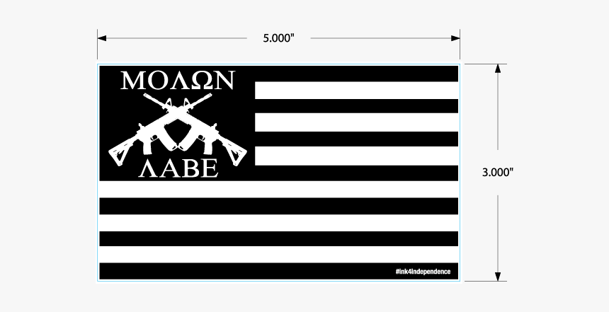 3 Inch X 5 Inch Molon Labe American Flag Sticker - Plot, HD Png Download