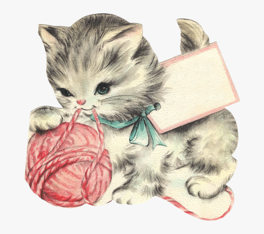 Vintage Kitten Clip Art, HD Png Download