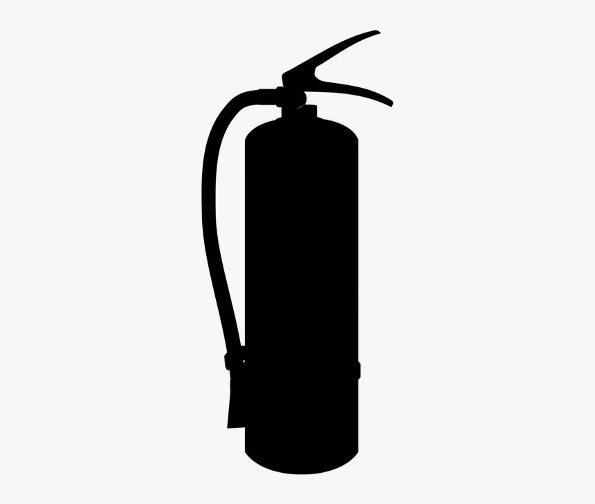 Silueta, Extintor, Fuego, Lucha Contra El Fuego - Clipart Fire Extinguisher Black, HD Png Download