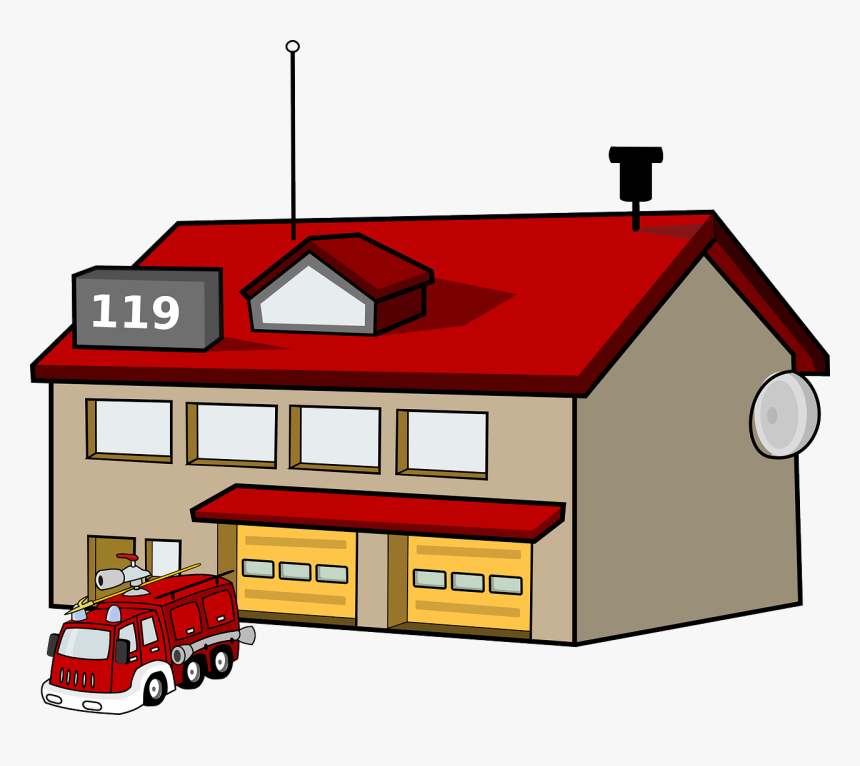 Estación De Bomberos, Casa, La Construcción De, Fuego - Fire Station Clipart, HD Png Download
