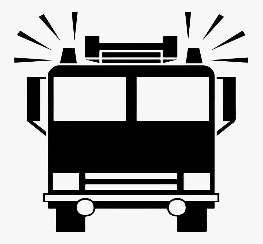 Fuego, Bombero, Bomberos, Icono, Sirenas, Transporte - Fire Truck Clipart Black And White, HD Png Download