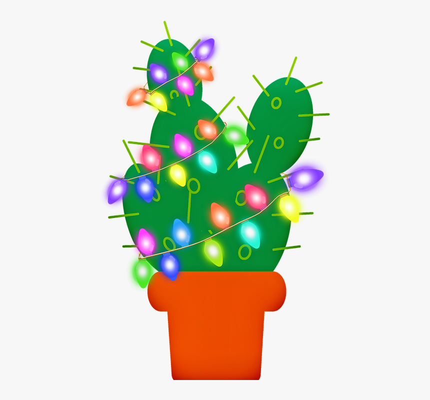 Cactus De Navidad, Luces De Navidad, Cactus, Rojo - Christmas Cactus Clipart, HD Png Download