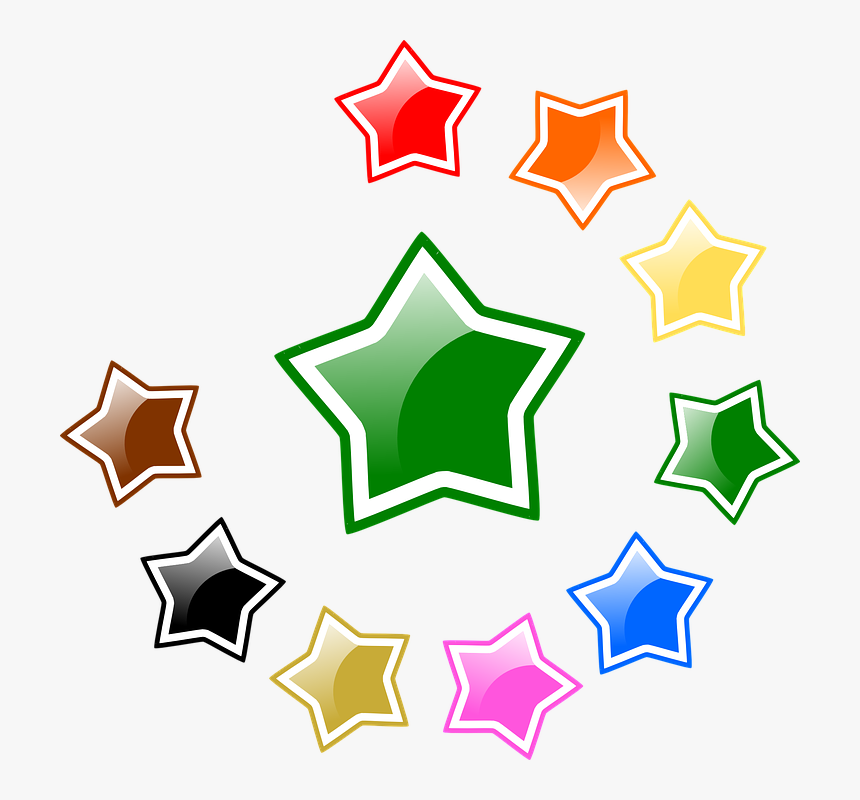 Black Stars Png -stars, Glossy, Favorite, Rating, Colors - Color Stars Clear Png, Transparent Png
