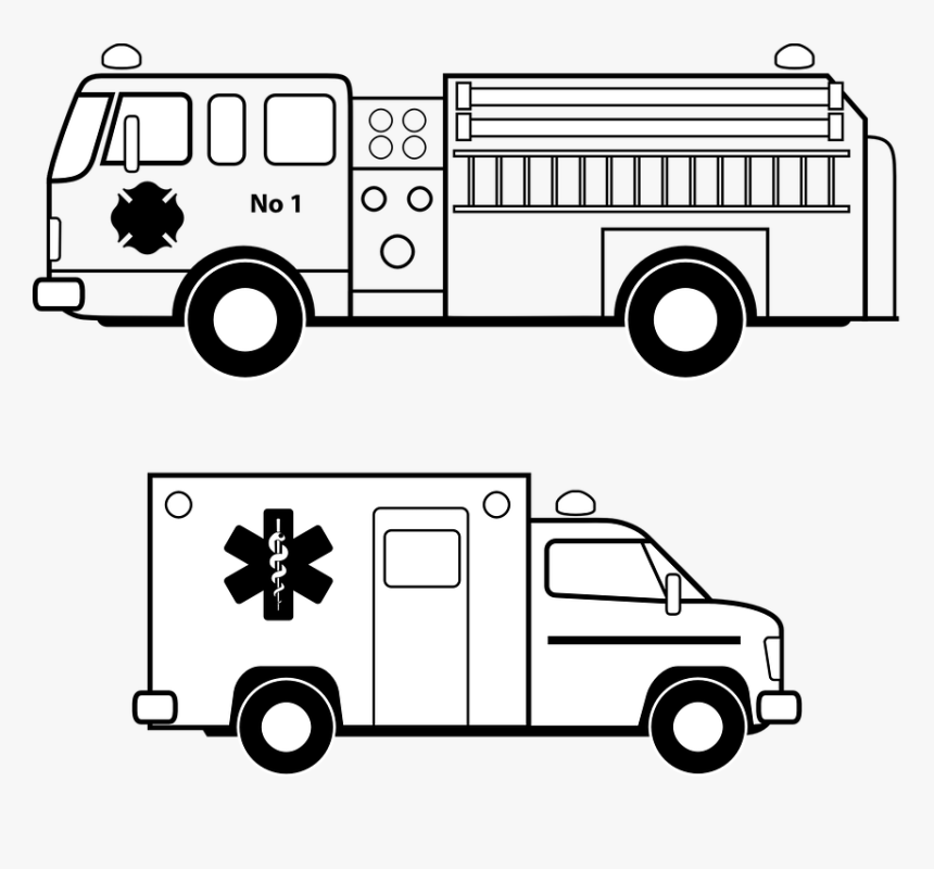 Ambulancia, De Emergencia, Fuego, Camión - Drawing Of An Ambulance, HD Png Download