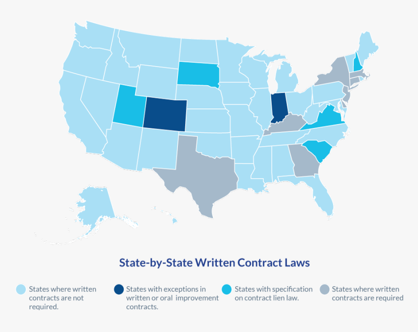 State By State Written Contract Laws Map - John F. Kennedy Library, HD Png Download