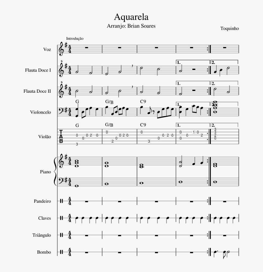 Aquarela Toquinho Piano Sheet, HD Png Download