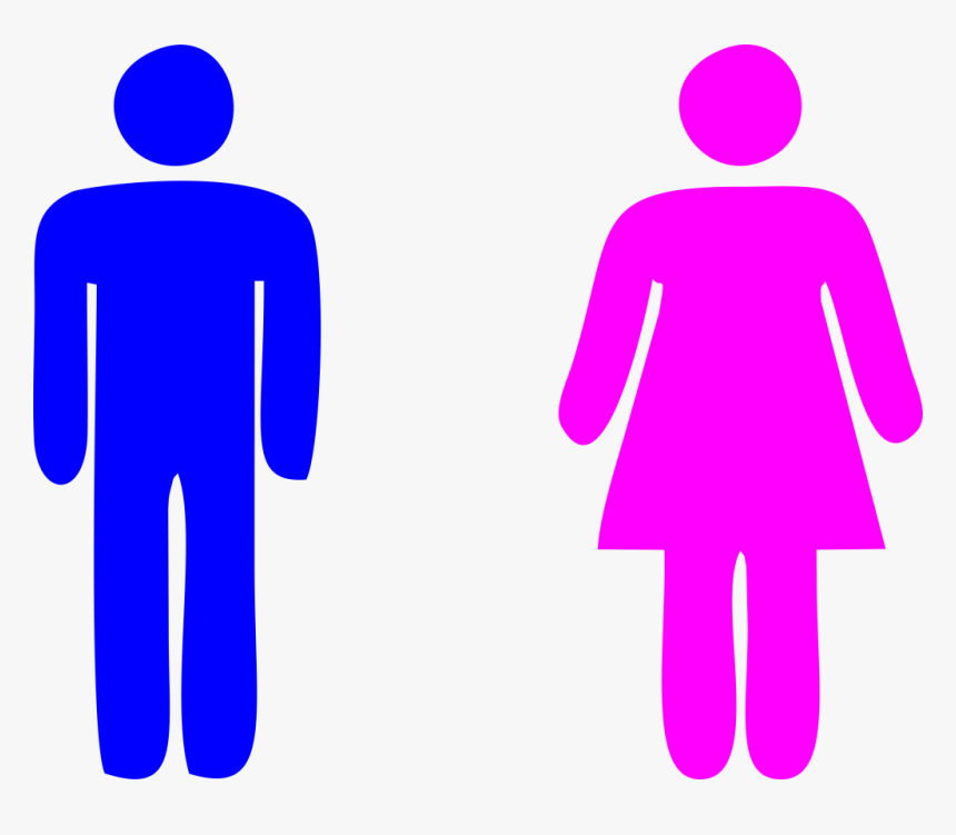 Blue Man Pink Woman Icon Photo - Toilets This Way Sign, HD Png Download