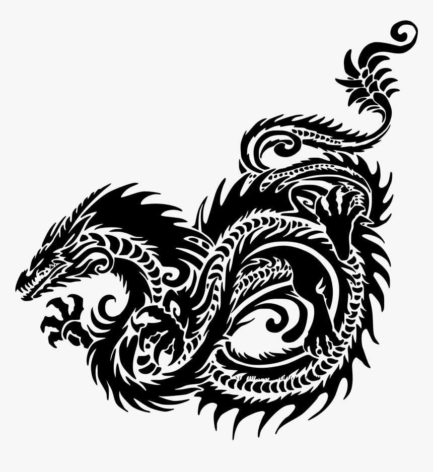 Dragon Silhouette Black - Chinese Dragons, HD Png Download