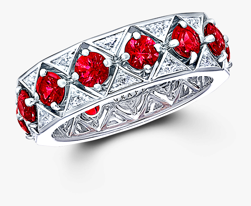 A Graff Snowfall Single Row Ring Featuring Round Rubies - Wedding Green Ring Png, Transparent Png