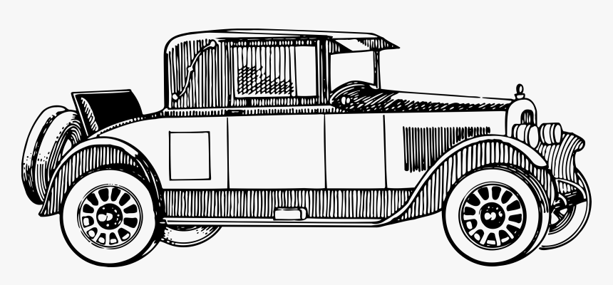 Vintage Car Clip Arts - Vintage Car Clipart Black And White, HD Png Download