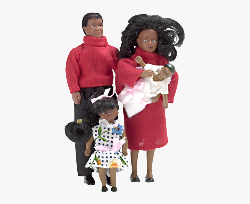 1 Inch Scale African American Modern Dollhouse Family - African American Family And Pet, HD Png Download