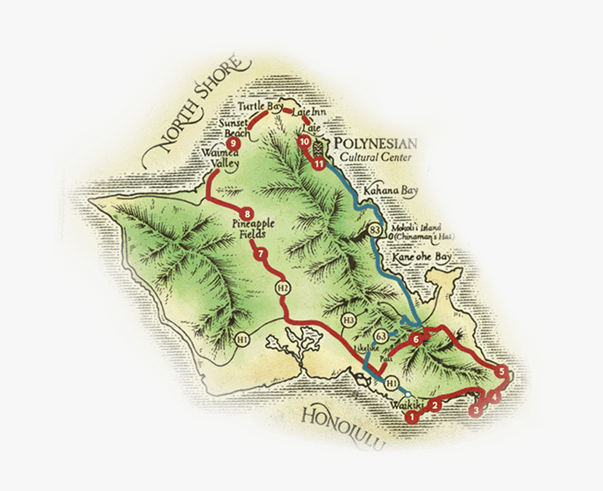 Circle Island Map2 - Polynesian Cultural Center Circle Island Tour, HD Png Download