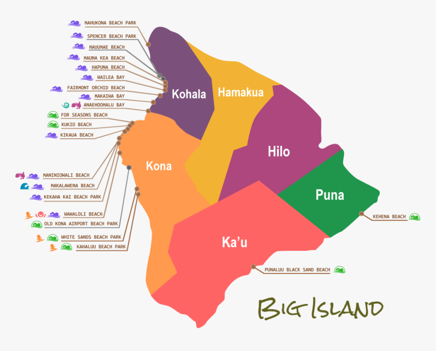 Hawaii Beach Map, HD Png Download