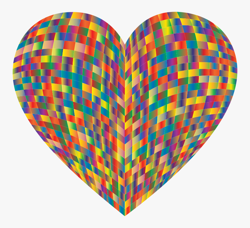 3d Prismatic Grid Heart - Balloon, HD Png Download