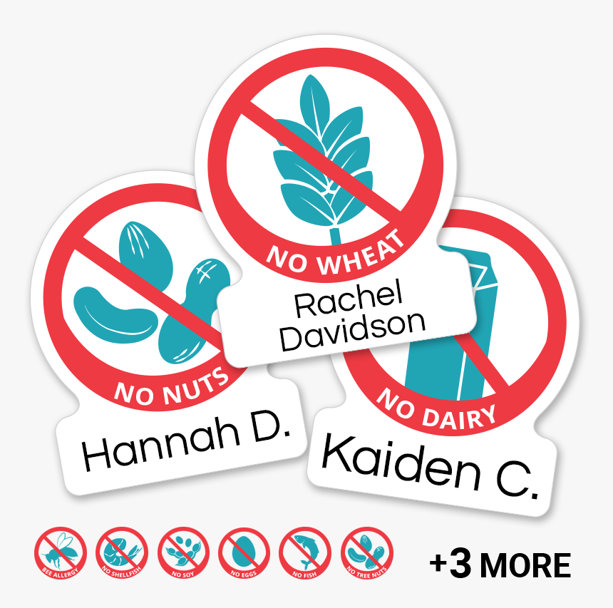 Allergy Labels With Icons For Peanuts, Nuts, Dairy - Allergy Labels, HD Png Download
